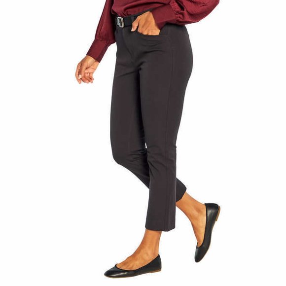 NWT Banana Republic Women's Slim Straight Cropped Pants Black Size 14 $80 9C073 - Picture 3 of 3